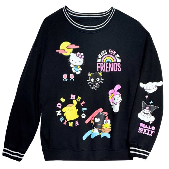 NWOT SANRIO HELLO KITTY & FRIENDS BLACK SWEATSHIRT TOP KAWAII LIFE CUTE COZY XL - Picture 2 of 7